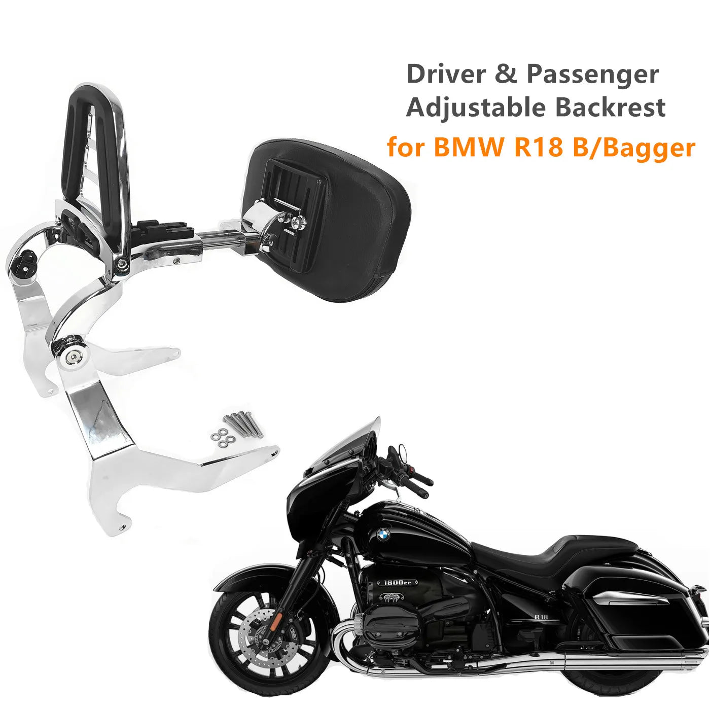 For BMW R18 B Bagger R18B Accessories Multi-Purpose Adjustable Driver Passenger Backrest Sissy Bar