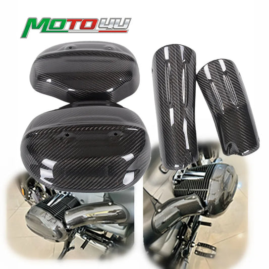 R18 Carbon Fiber Engine Cylinder Guard Head Valve Cover Exhaust Muffler Pipe Heat Shield Cover For BMW R18 R 18 2021 2022 2023